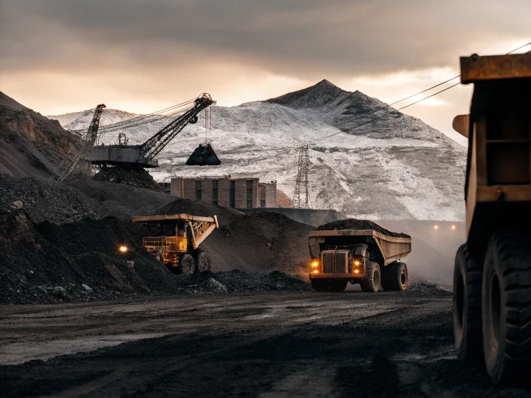 Техника добывает медь и золото на Баимской рудной зоне в Чукотке, где инвестиции в 1 трлн рублей от ВЭБ.РФ поддерживают разработку месторождения Песчанка