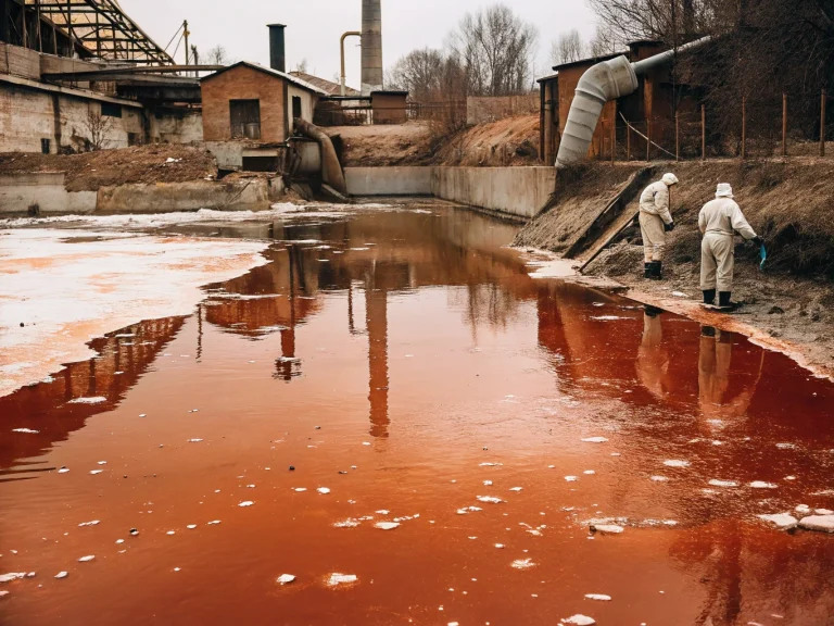 Кислотные шахтные воды, окрашивающие реку в ядовито-оранжевый цвет, уничтожая экосистему