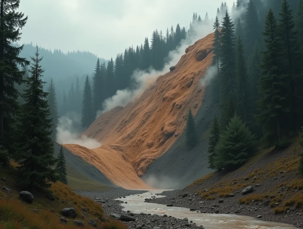 ехнология определения оползня за 10 секунд в действии – фото последствий схода грунта