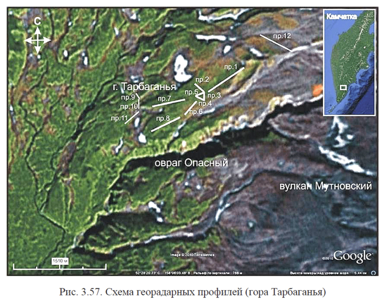 Георадарное исследование вулканических отложений горы Тарбаганья на Камчатке между вулканами Мутновский и Горелый