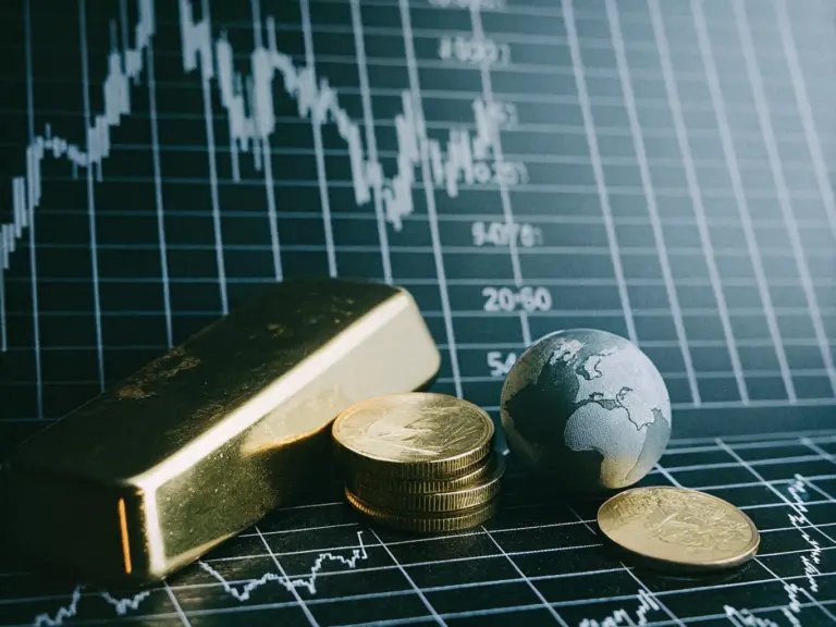 Рост цен на золото: график котировок и золотой слиток на фоне глобальной экономики. Прогноз до $3500 за унцию