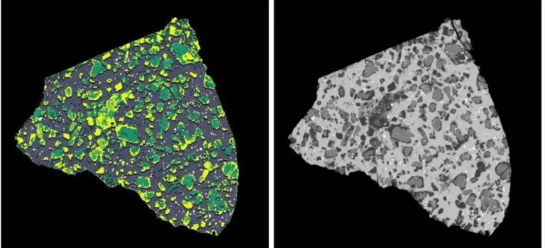 Изображение 3D-сканирования меймечита с цветной и черно-белой картой распределения минералов. Новый метод анализа руды от ученых Кольского НЦ РАН, МГУ, Сколтеха и МАУ повышает эффективность добычи полезных ископаемых.