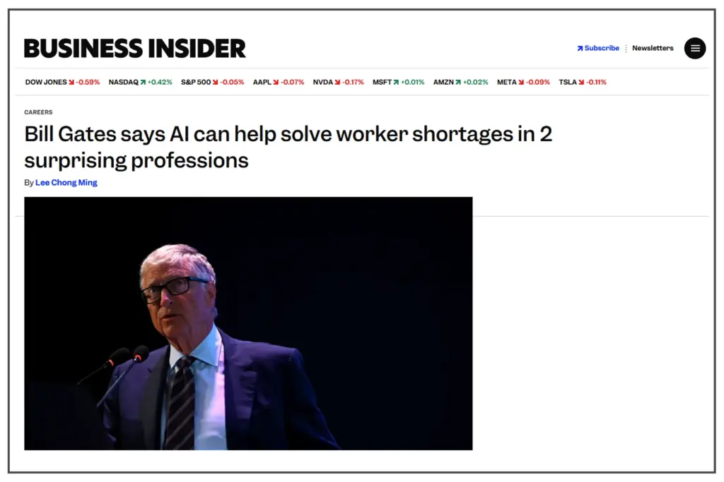 Билл Гейтс о том, как искусственный интеллект поможет справиться с нехваткой кадров — Business Insider