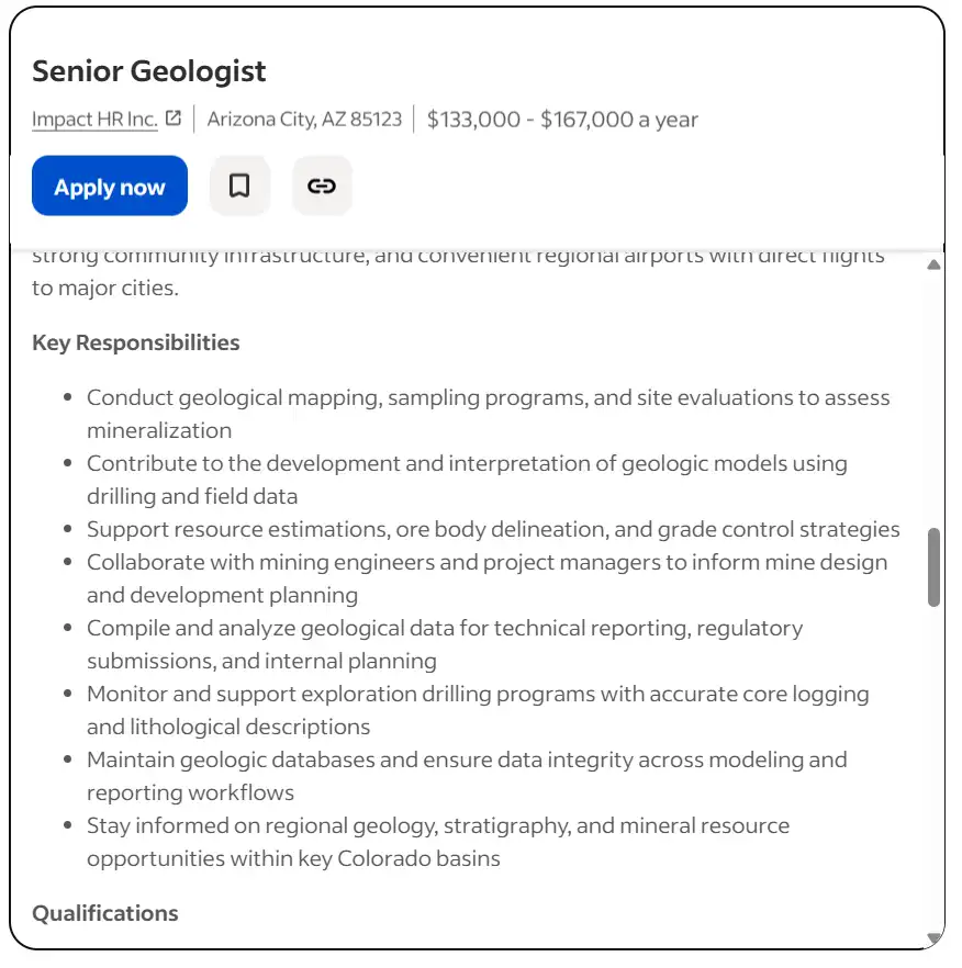 Вакансия старшего геолога: ключевые обязанности, уровень ответственности и требования к опыту в недропользовании